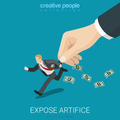 Poster - Expose artifice catch fiend businessman flat 3d vector isometric