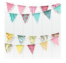 Bunting Flags Decoration On Isolated Background