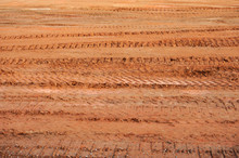 Tire Track On Dirt In Construction Area