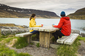 Wall Mural - Couple having a nice day in nature