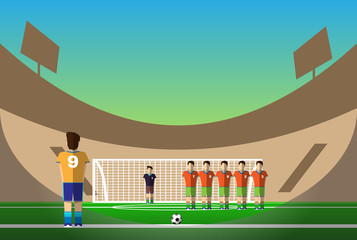 Wall Mural - Soccer penalty on football stadium