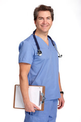 Sticker - Smiling medical doctor man.