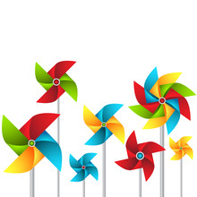 Vector Set Of Paper Weather Vanes In Different Colors With 4 And 8 Sections