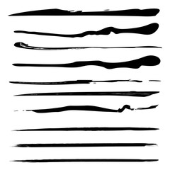 Wall Mural - Collection or set of black paint hand made creative brush strokes