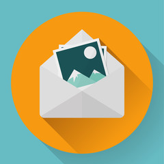 Wall Mural - envelope with photos - flat style concept of new email