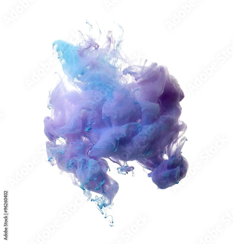 Zdjęcie XXL Streszczenie niebieskich i brązowych farb akrylowych w wodzie ..