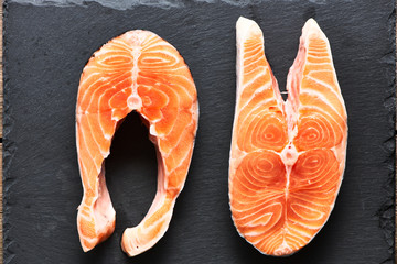 Poster - Raw salmon steaks