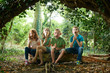 © highwaystarz - Group Of Children Eating Sausages In Woodland Camp