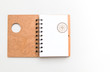 Spiral note book on white background