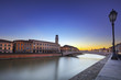 Pisa, Arno river, Ponte di Mezzo bridge. Lungarno view. Tuscany,