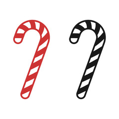 Wall Mural - Christmas peppermint candy cane with stripes flat icon for apps and websites