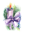 Watercolor Christmas Candle