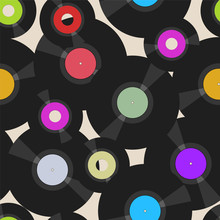 Seamless Vinyl Records Pattern, Vector Illustration
