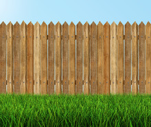 Wooden Fence On Grass (clipping Path Included)