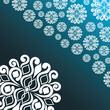 abstract illustration with snowflakes on a blue background