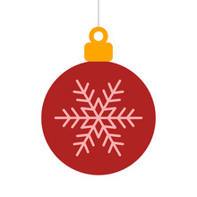 Christmas Tree Ornament With Snowflake Flat Icon For Apps And Websites