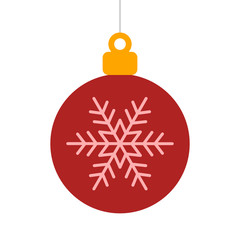 christmas tree ornament with snowflake flat icon for apps and websites