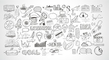 Business Doodles Sketch Set : Infographics Elements Isolated,