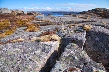 Wall Mural - Norwegian mountains, landscape with gray rocks