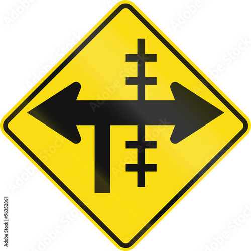 New Zealand Road Sign Level Crossing On Controlled T Junction On Right Buy This Stock Illustration And Explore Similar Illustrations At Adobe Stock Adobe Stock