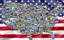 USA Map Collage With Flag