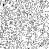 Fototapeta Kwiaty - Black and white floral seamless pattern