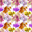 Tropical orchid flowers. Repeating floral pattern. Water colour 