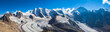 Panorama view of Bernina massive and Morteratsch glacier