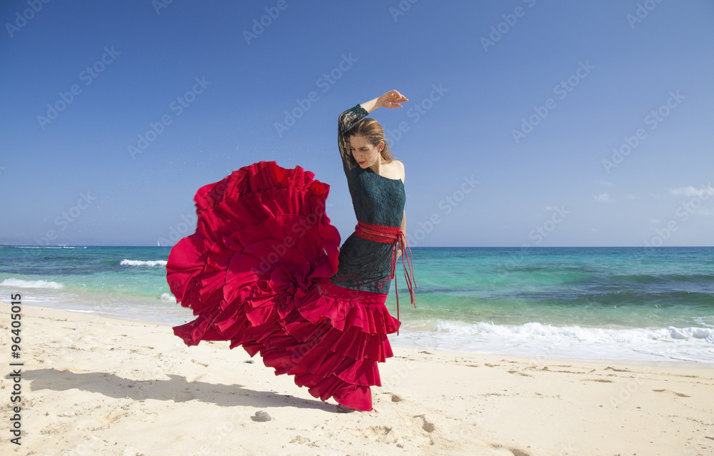 flamenco and ocean - obrazy, fototapety, plakaty 