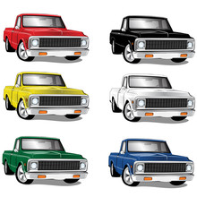 Vector Vintage Classic Truck In Multiple Colors