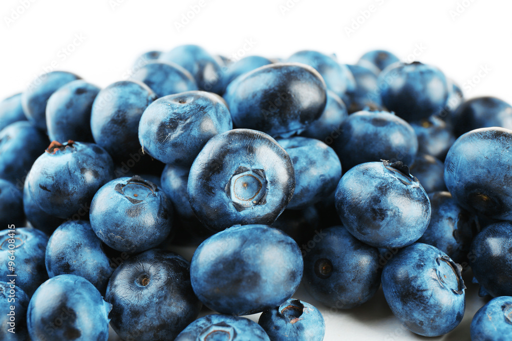 Fresh blueberries isolated on white