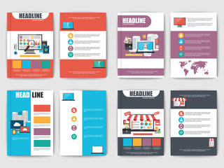Fototapete - Set of multipurpose presentation flat brochures