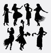 Hawaiian hula girl. Posing, dancing, sensual and sexy woman silhouette. Good use for symbol, logo, web icon, mascot, game elements, or any design you want. Easy to use, edit, or change color.
