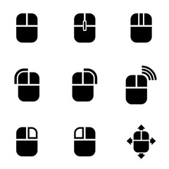 Wall Mural - vector black computer mouse icon set. computer mouse icon object, computer mouse icon picture, compu