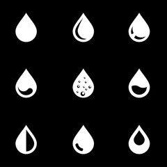 Wall Mural - vector white drop icon set. drop icon object, drop icon picture, drop icon image - stock vector