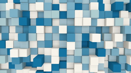 Poster - blue and white 3D cubes loopable geometric background 4k UHD (3840x2160)
