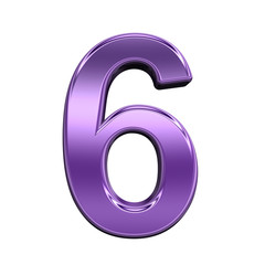 One digit from shiny purple alphabet set, isolated on white. Computer generated 3D photo rendering.