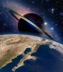Wall Mural - astrology astronomy earth space stars creation saturn, planet milky way galaxy. elements of this ima