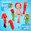 Christmas paper doll with five outfits.