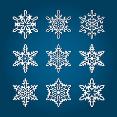 9 White Snowflakes