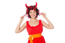 Woman Devil In Funny Halloween Concept