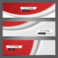 Wall Mural - set of vector abstract wavy red banners