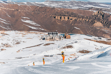 Shahdag - FEBRUARY 8, 2015: Tourist Hotels  on February 8 in Azerbaijan, Shahdag. Shahdag has become a popular tourist destination for skiing in Azerbaijan