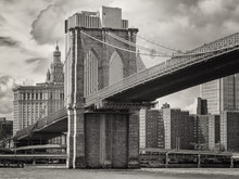 The Brooklyn Bridge And The Lower Manhattan Skyline In New York