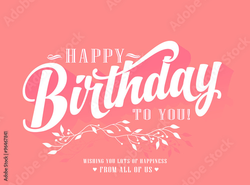 Vintage Happy Birthday Typographical Background Poster