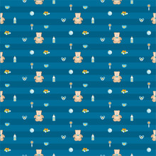  Cute Blue Baby Boy Seamless Pattern