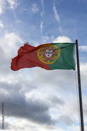 Bandera De Portugal Bandera Portuguesa Ondeando Al Viento Bandera Con Escudo Buy This Stock Photo And Explore Similar Images At Adobe Stock Adobe Stock