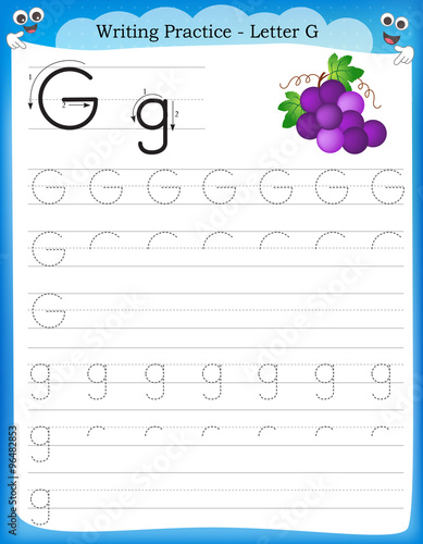 Writing practice letter G Stock 벡터 | Adobe Stock
