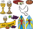 first holy communion - vector set of equipment