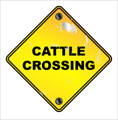 Poster - Yellow Cattle Crossing Sign